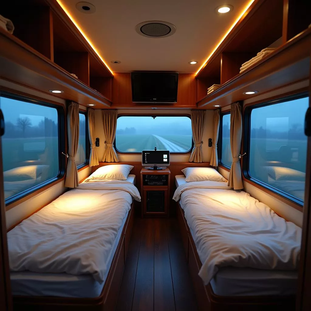 Comfortable sleeper bus interior