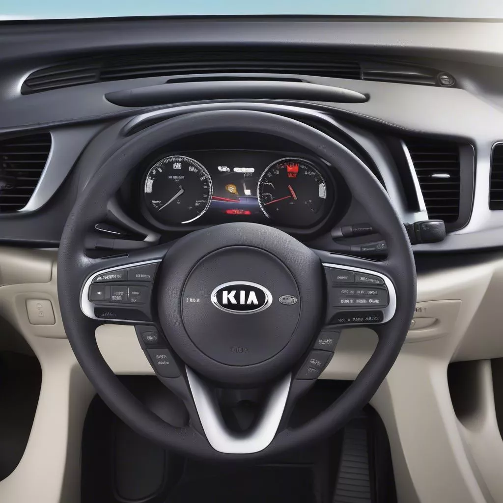 Các nút điều khiển trên vô lăng xe Kia Morning