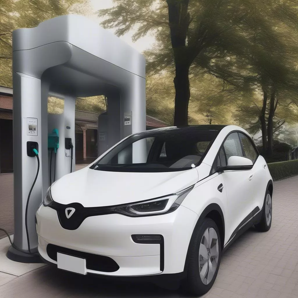 Mini car elettrica in ricarica