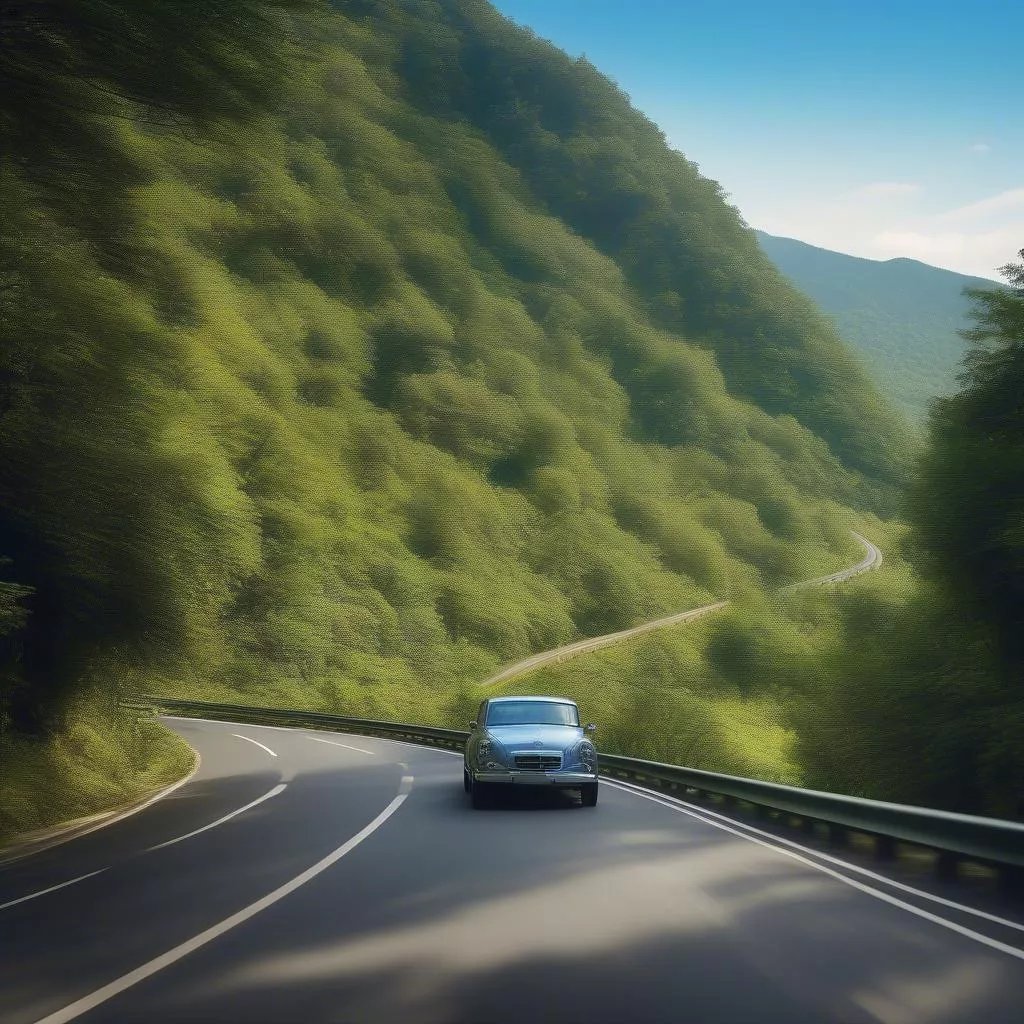 Car in a scenic landscape