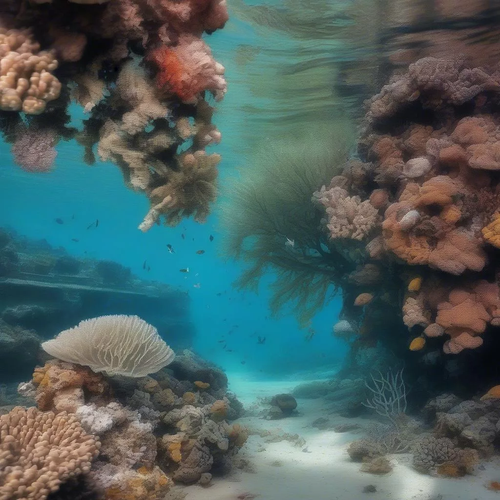 因环境污染遭到破坏的珊瑚礁