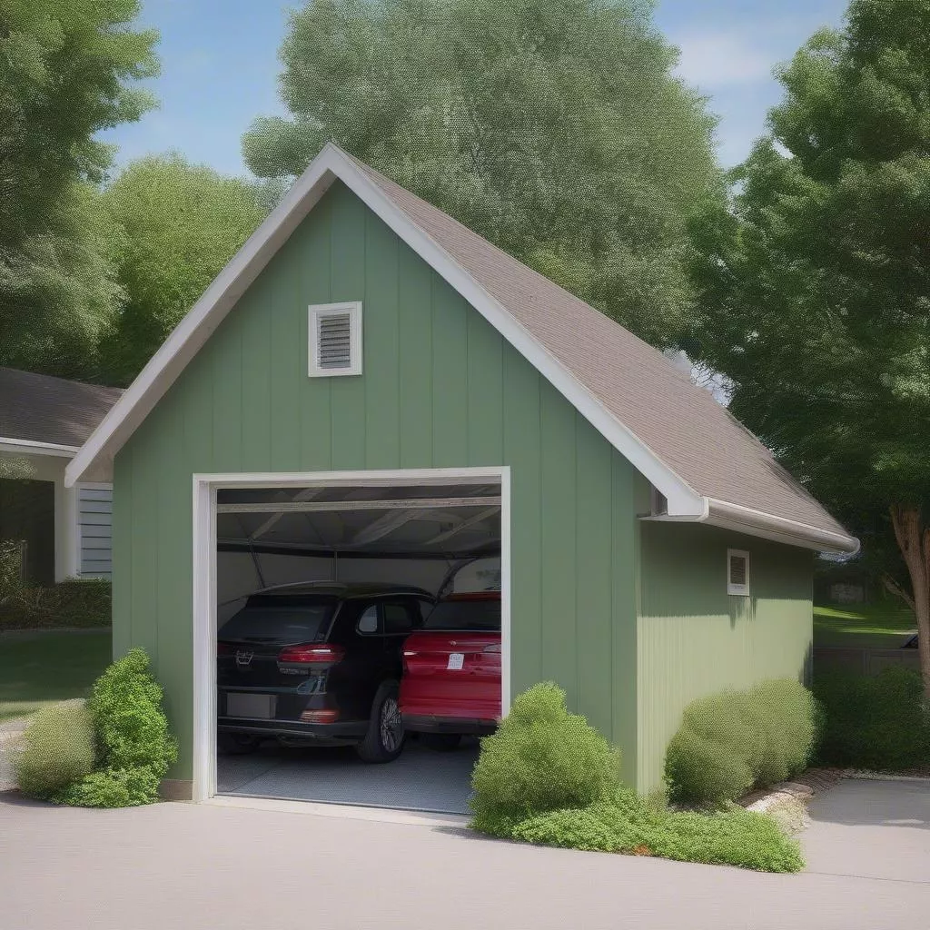 Outdoor carport combined with a garage