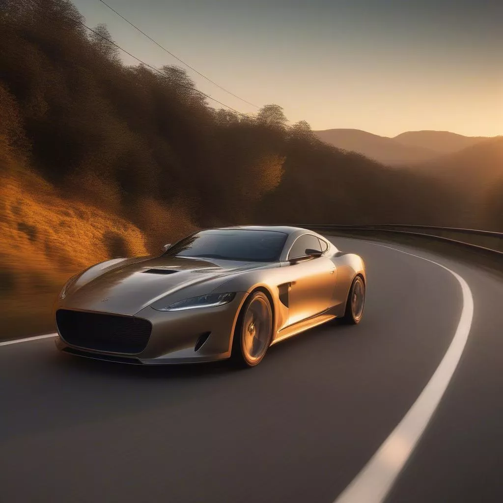 Sports car under the sunset