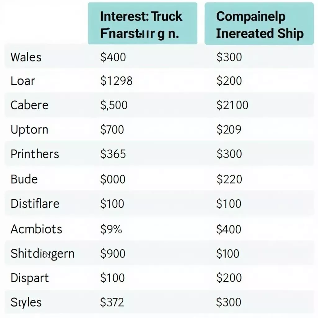 Comparaison des taux d'intérêt pour l'achat d'un camion à crédit