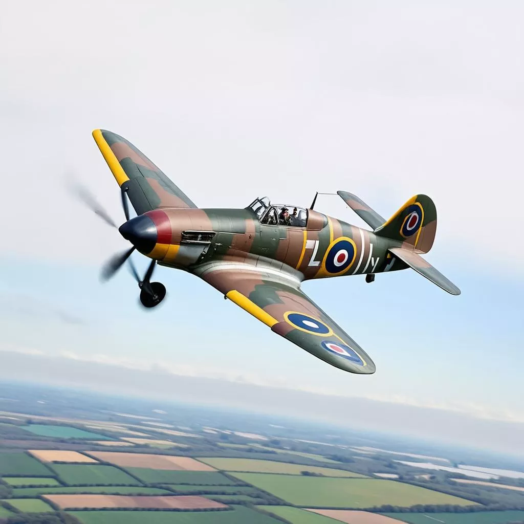 A British Spitfire fighter plane in flight