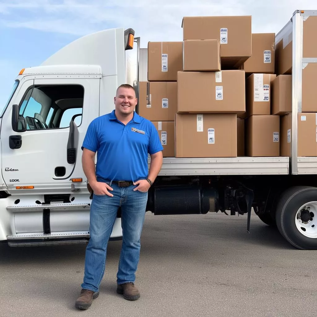 Tài xế đang vận chuyển hàng hóa