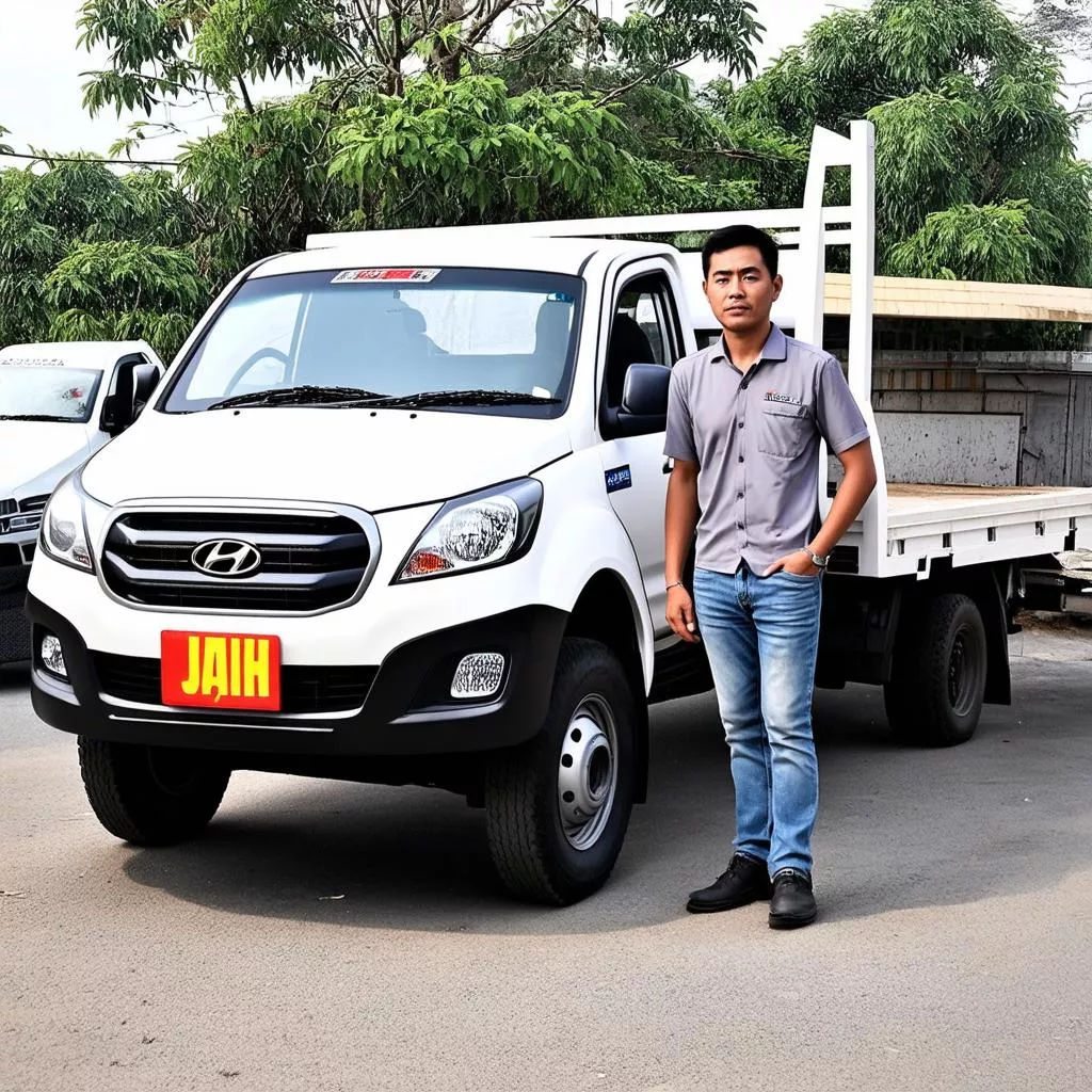 Tài xế và xe tải Hyundai 3.5 tấn