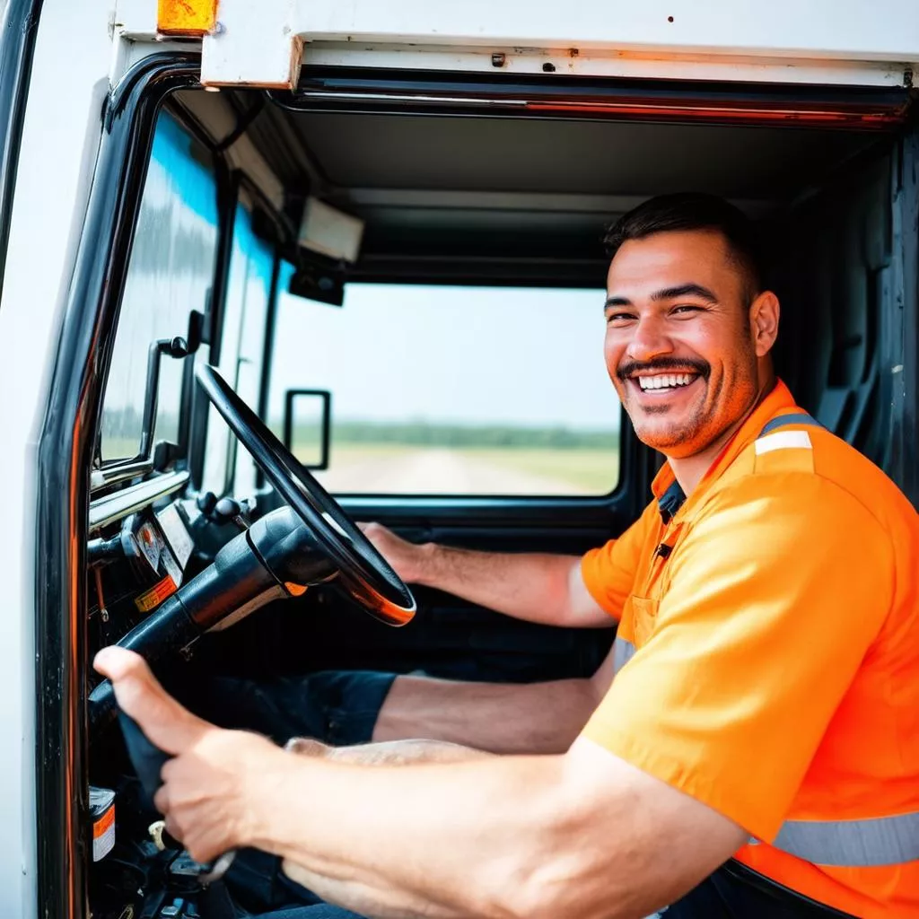 Tài xế lái xe tải