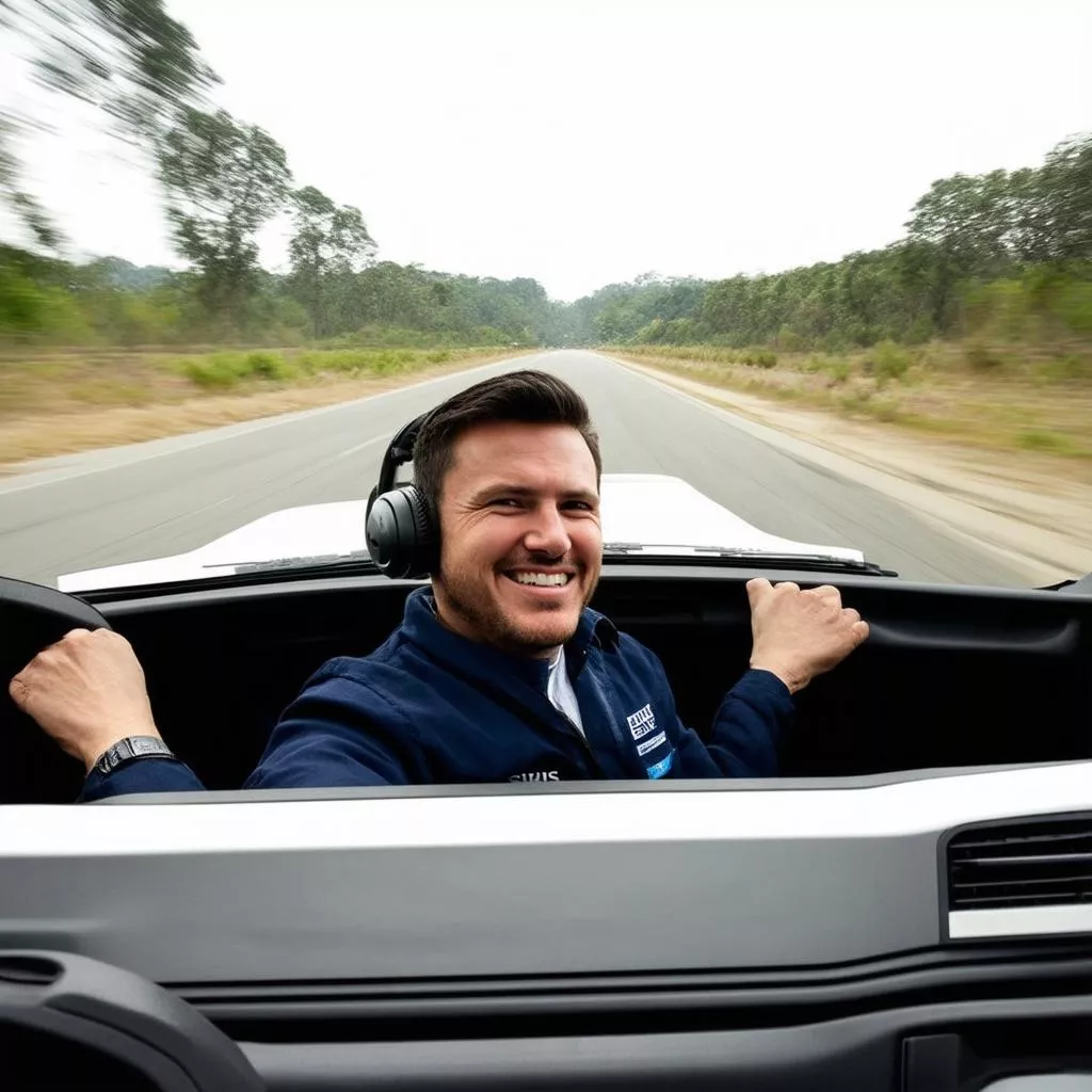 Truck driver driving a Sirius truck