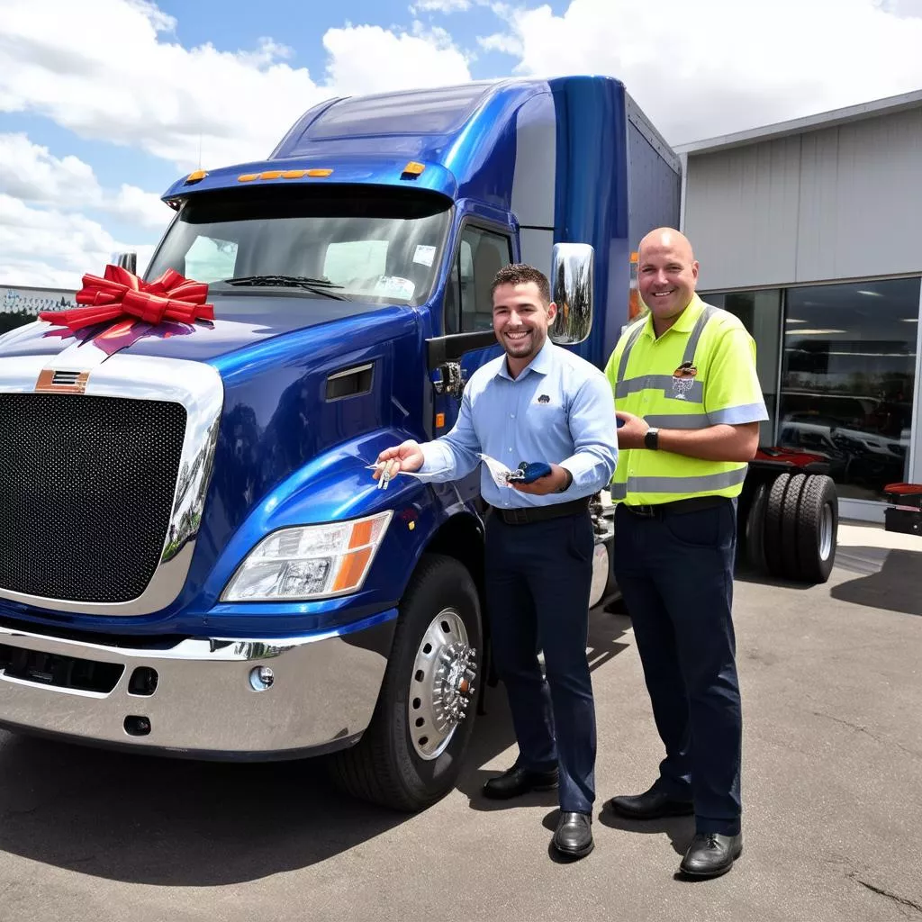 Tài xế nhận xe tải mới