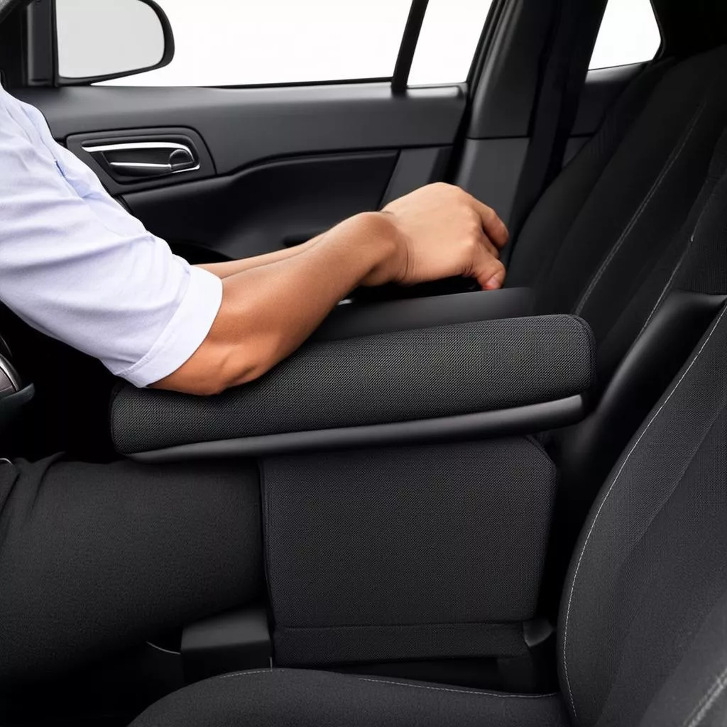 Tài xế sử dụng hộp tỳ tay ô tô