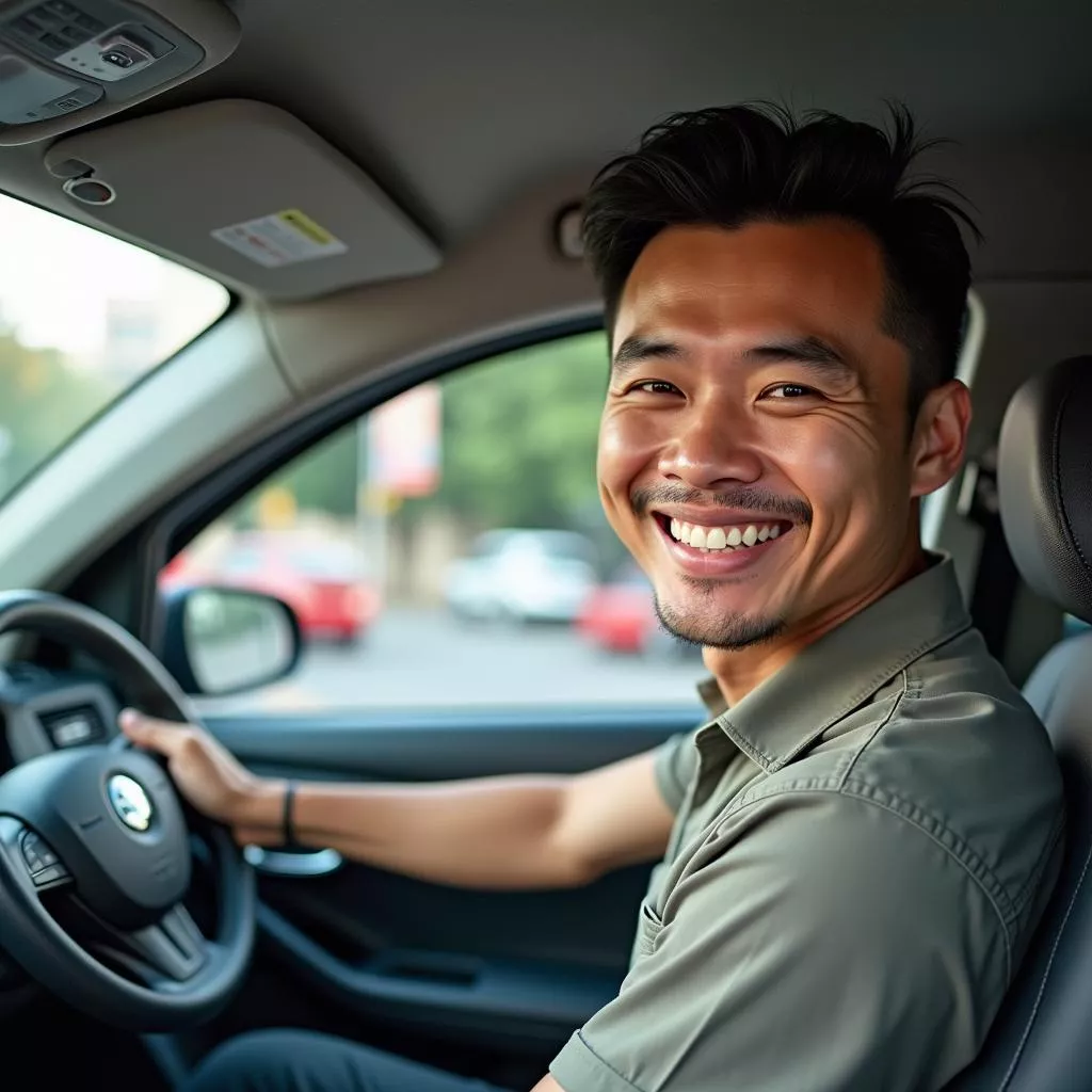 Happy Hanoi taxi driver
