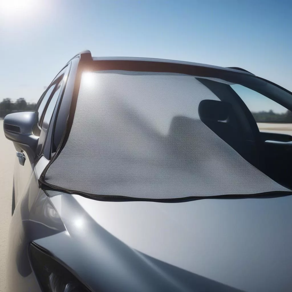 Windshield sun shade effectively reduces car interior temperature