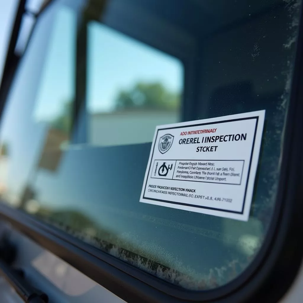 ट्रक के विंडशील्ड पर फिटनेस सर्टिफिकेट स्टिकर