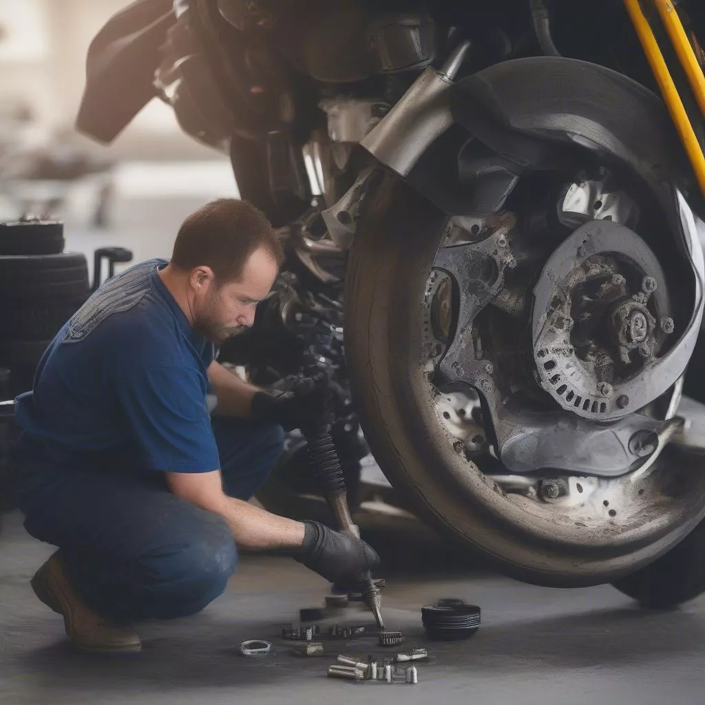 Thay chân van lốp xe máy