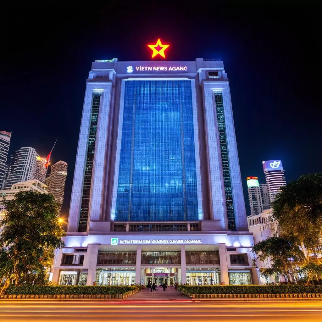 Tòa nhà Thông Tấn Xã Việt Nam về đêm