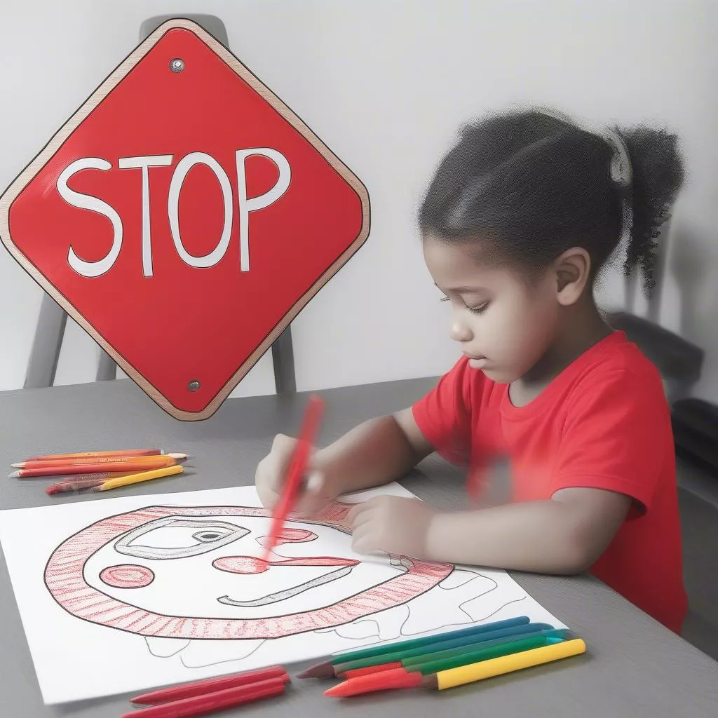 Tranh tô màu một số biển báo - Giúp bé học luật giao thông vui nhộn