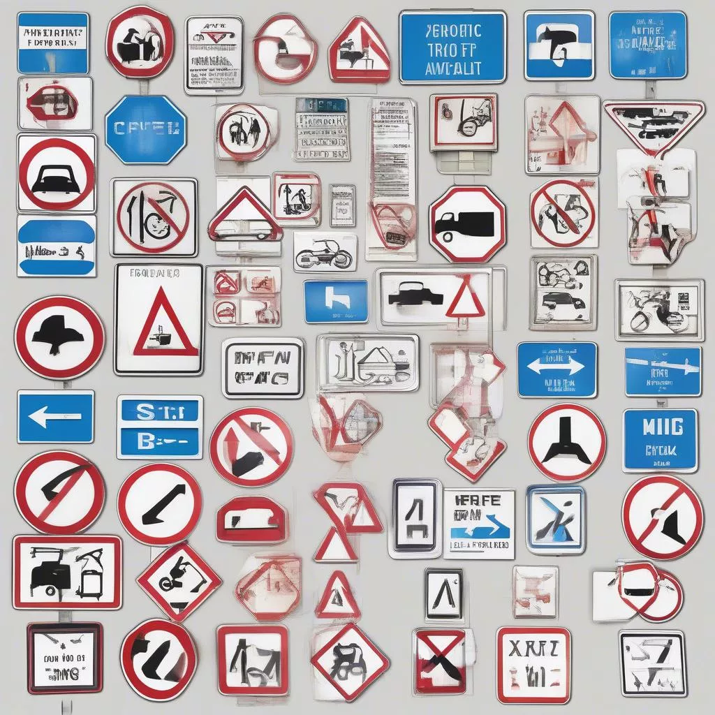 Tranh tô màu các loại biển báo giao thông