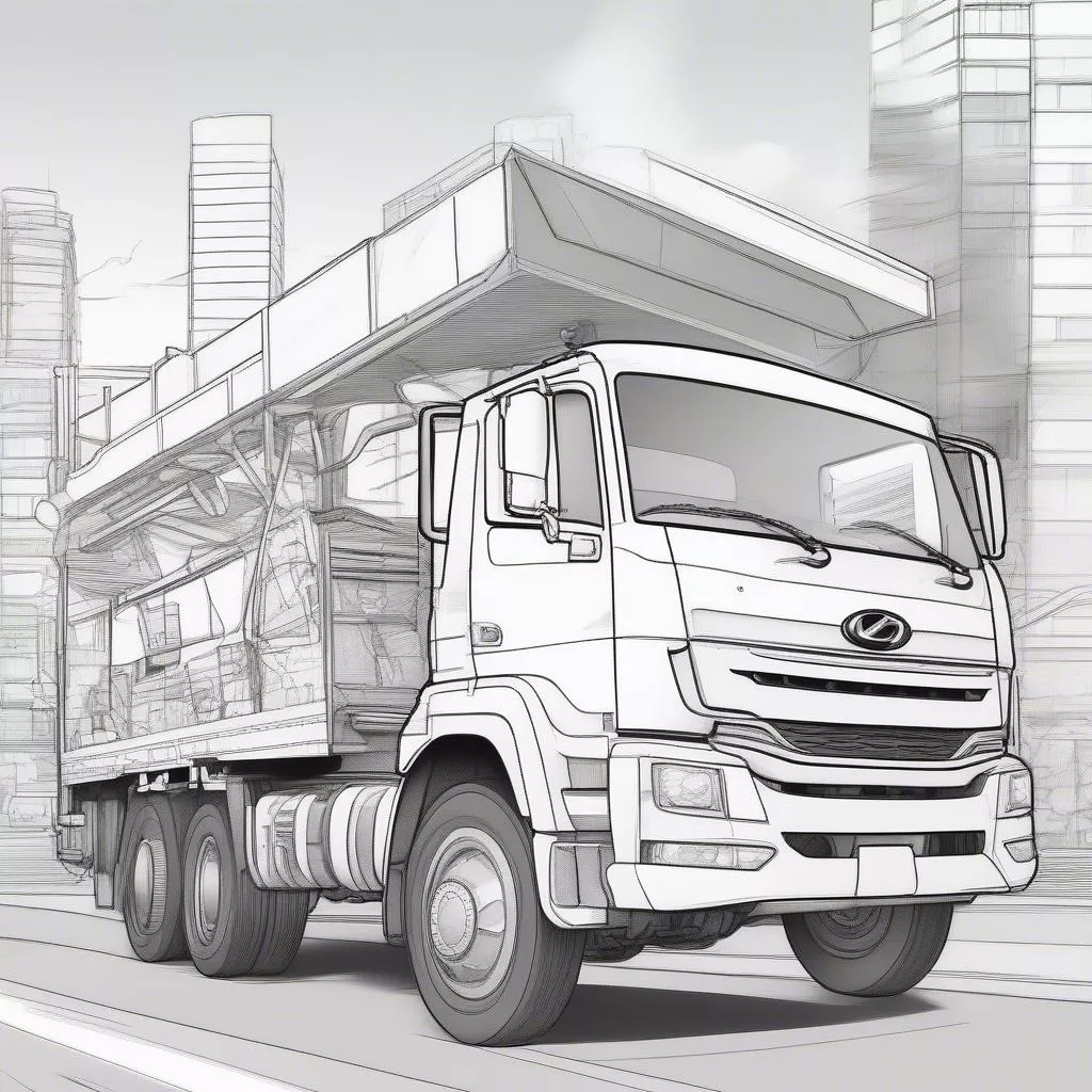 tranh tô màu xe tải