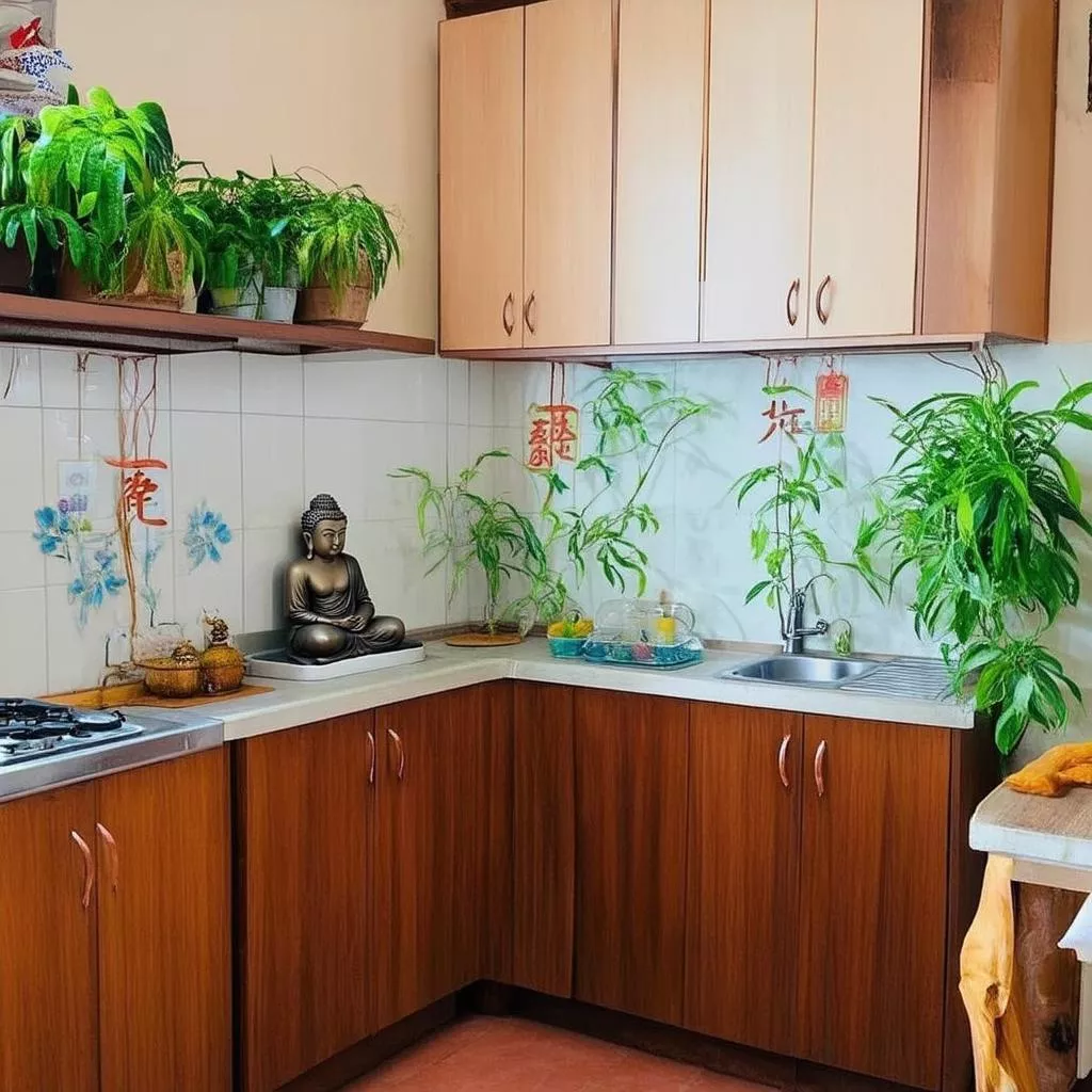 Tủ bếp gỗ căm xe phong thủy