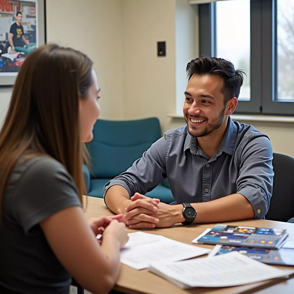 Career counselor discussing career paths with a student