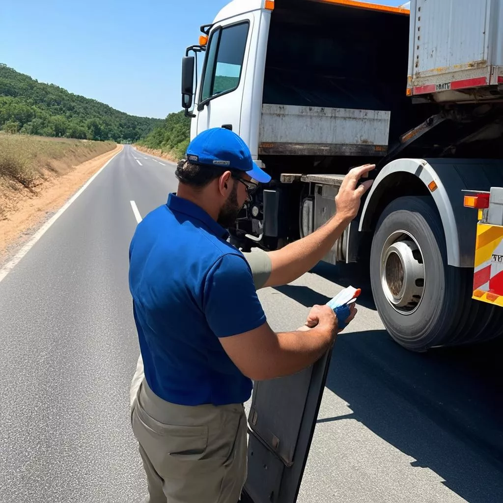 Tài xế lái xe tải TMT