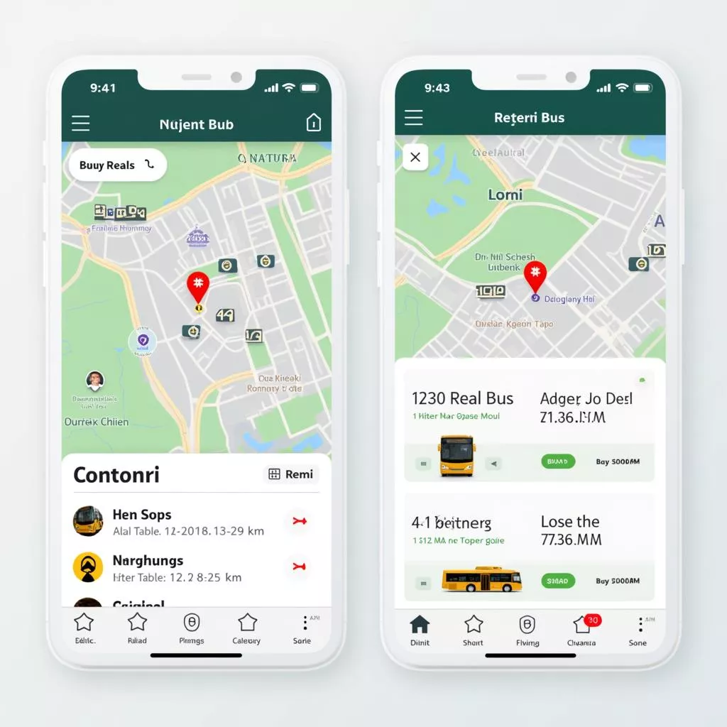 Giao diện ứng dụng tìm kiếm lộ trình xe bus