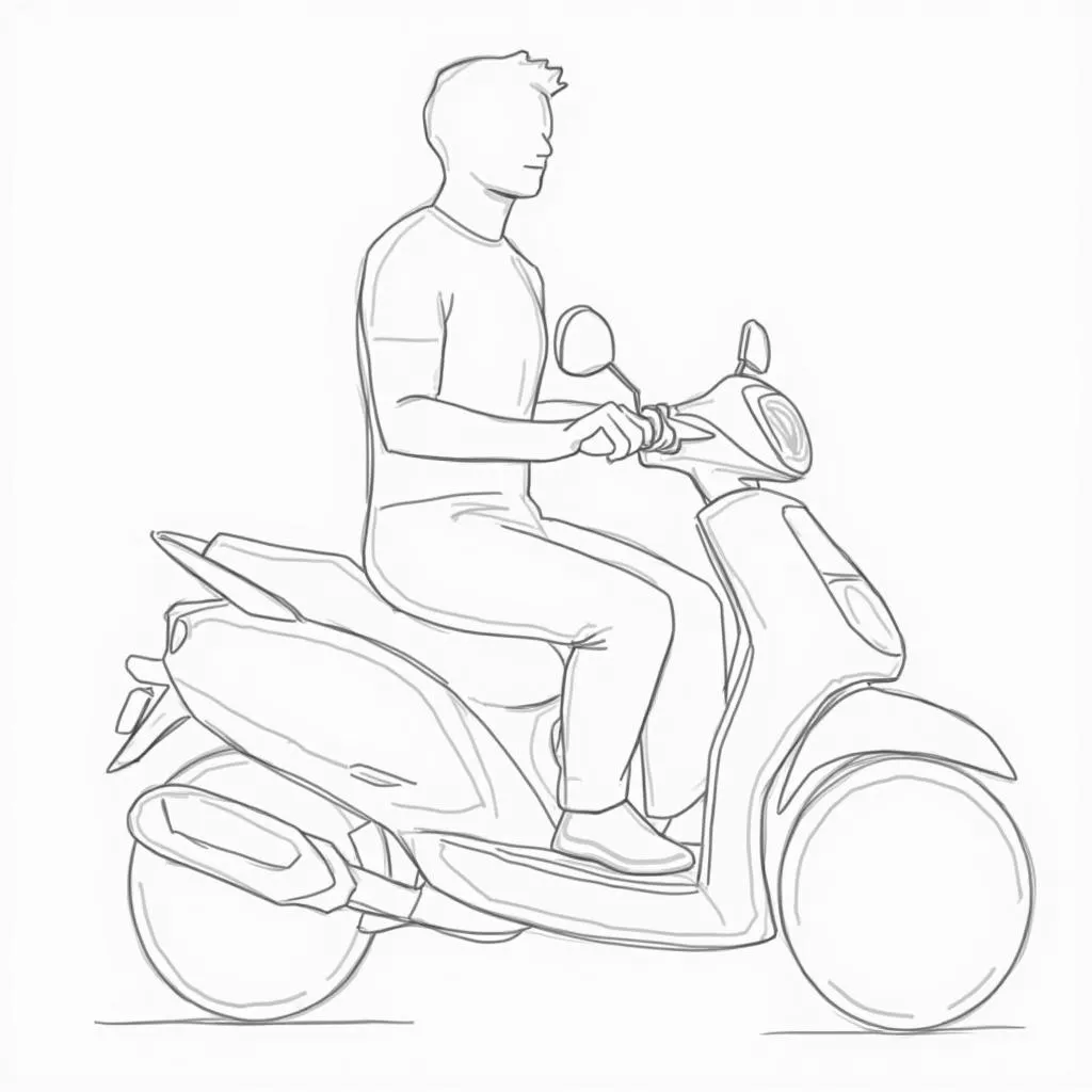 Drawing a person on a motorcycle