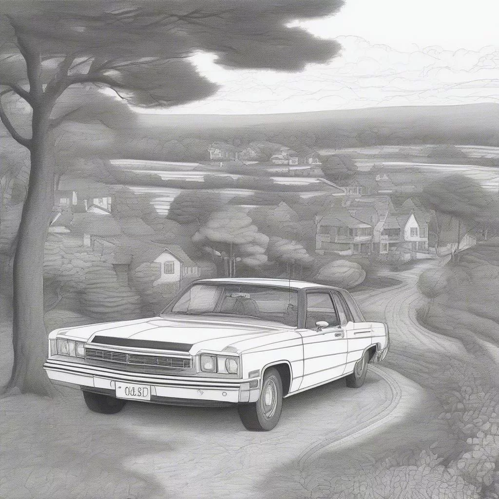 vẽ ô tô phong cảnh