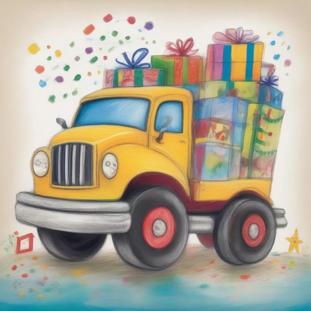 Disegno di un camion che trasporta merci