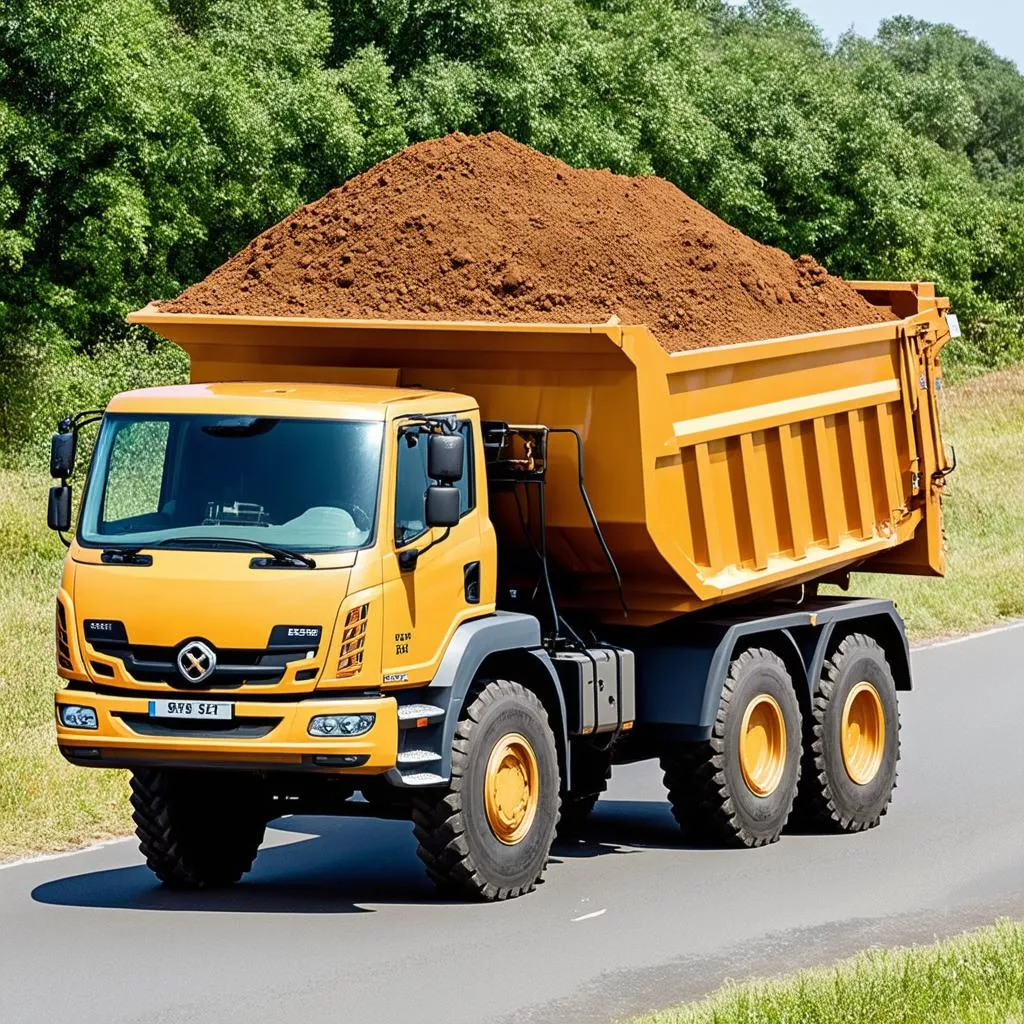 xe ben 5 tấn vận chuyển đất đá