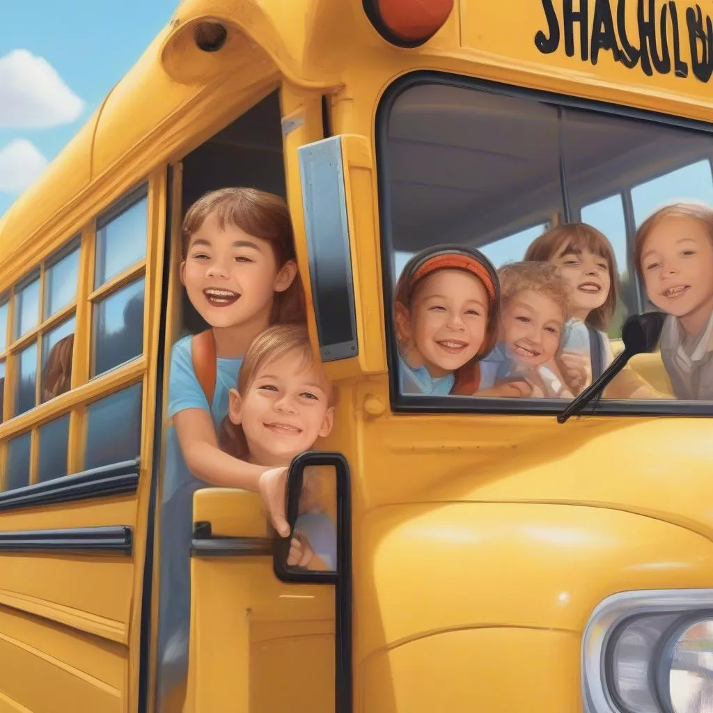 A bus taking children to school