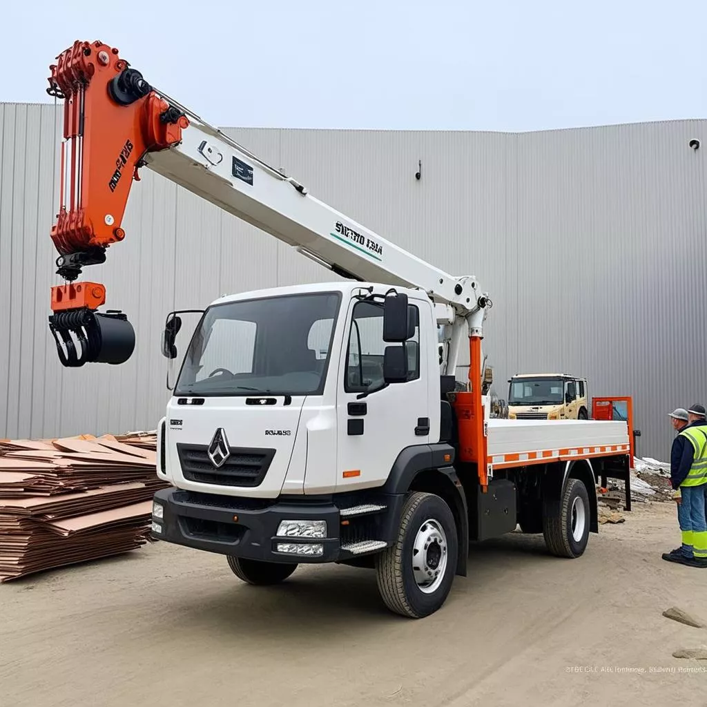 5-Ton Crane Truck at a Construction Site