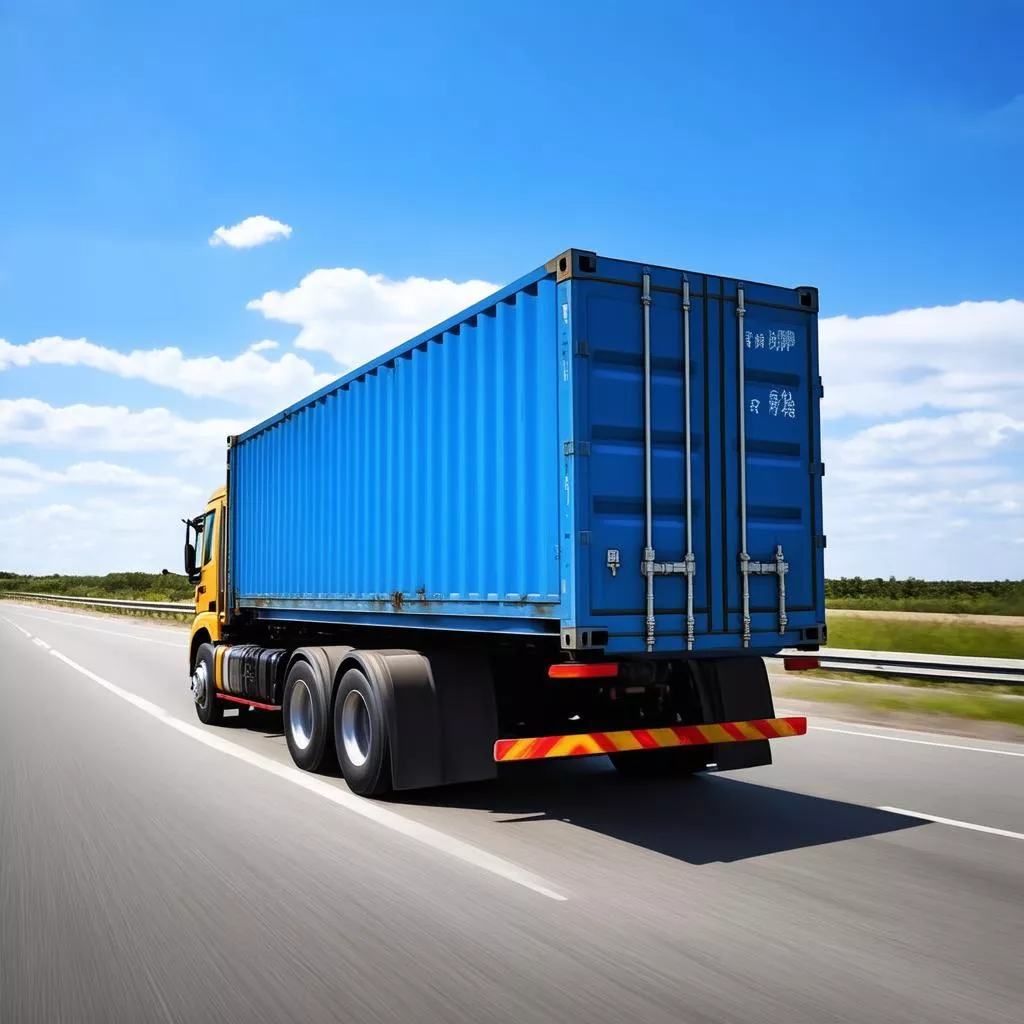 Xe container di chuyển trên đường cao tốc