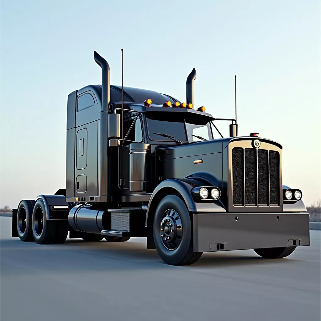 Moderner Diesel-Sattelschlepper mit Container