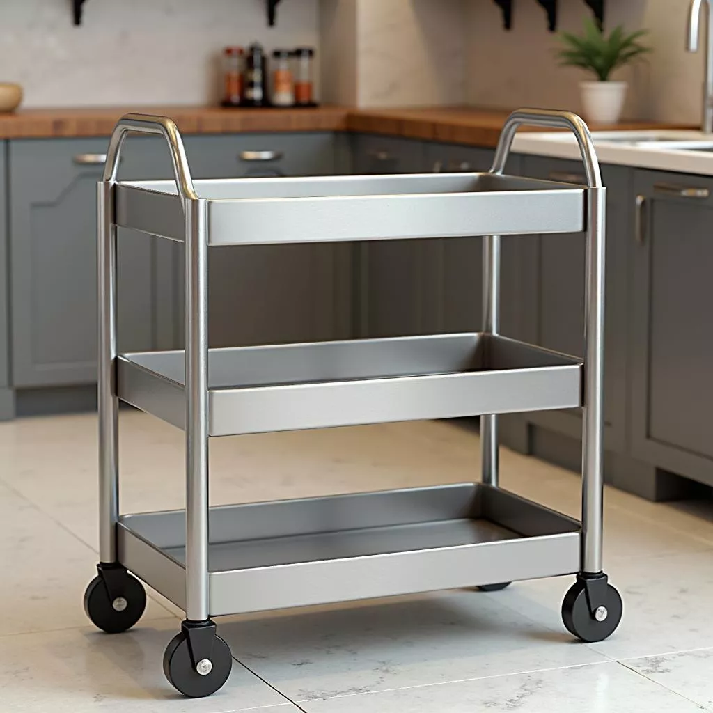 Modern 3-tier stainless steel utility cart