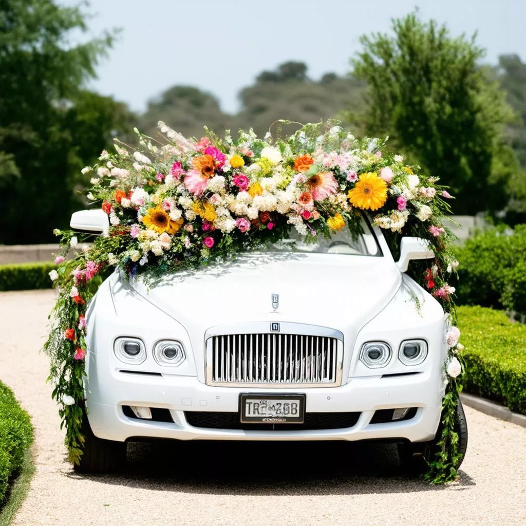 Decorated car for a wedding