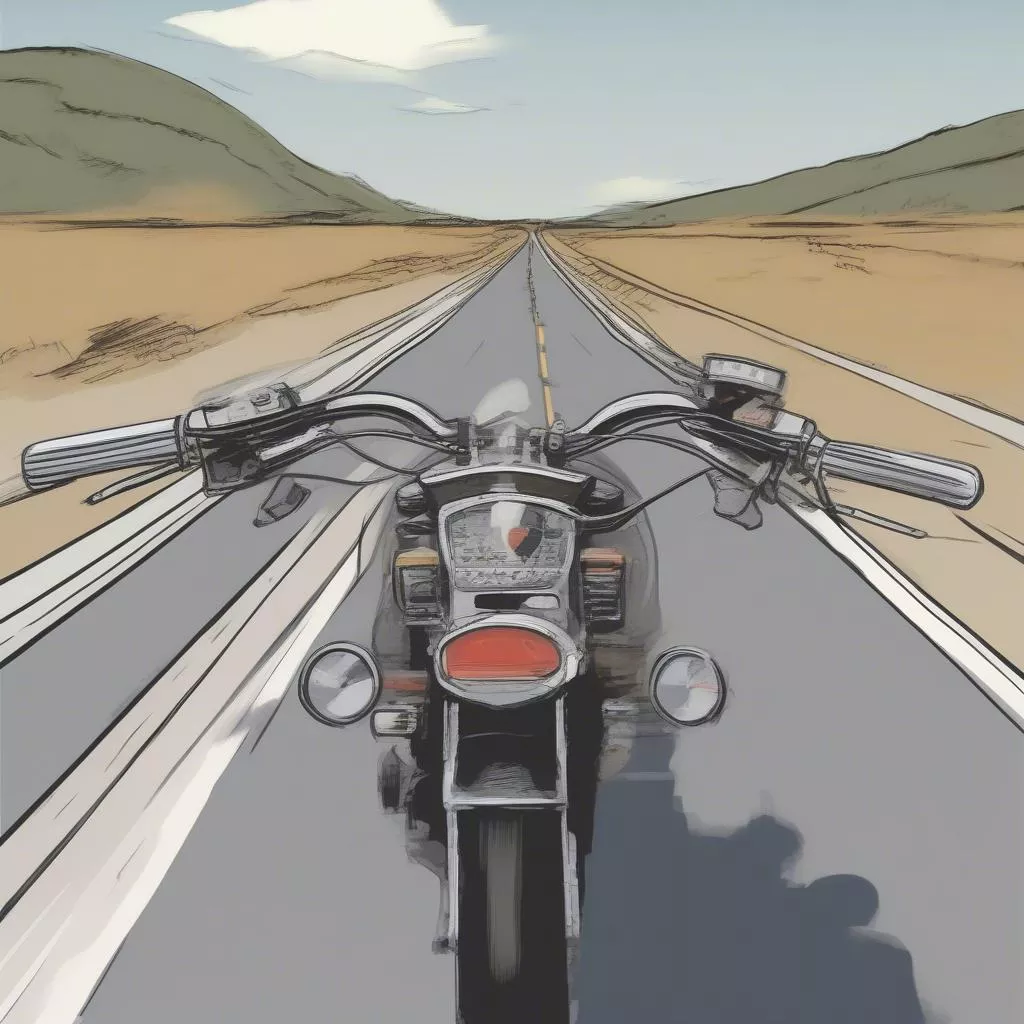 Motorcycle without a license plate on a highway