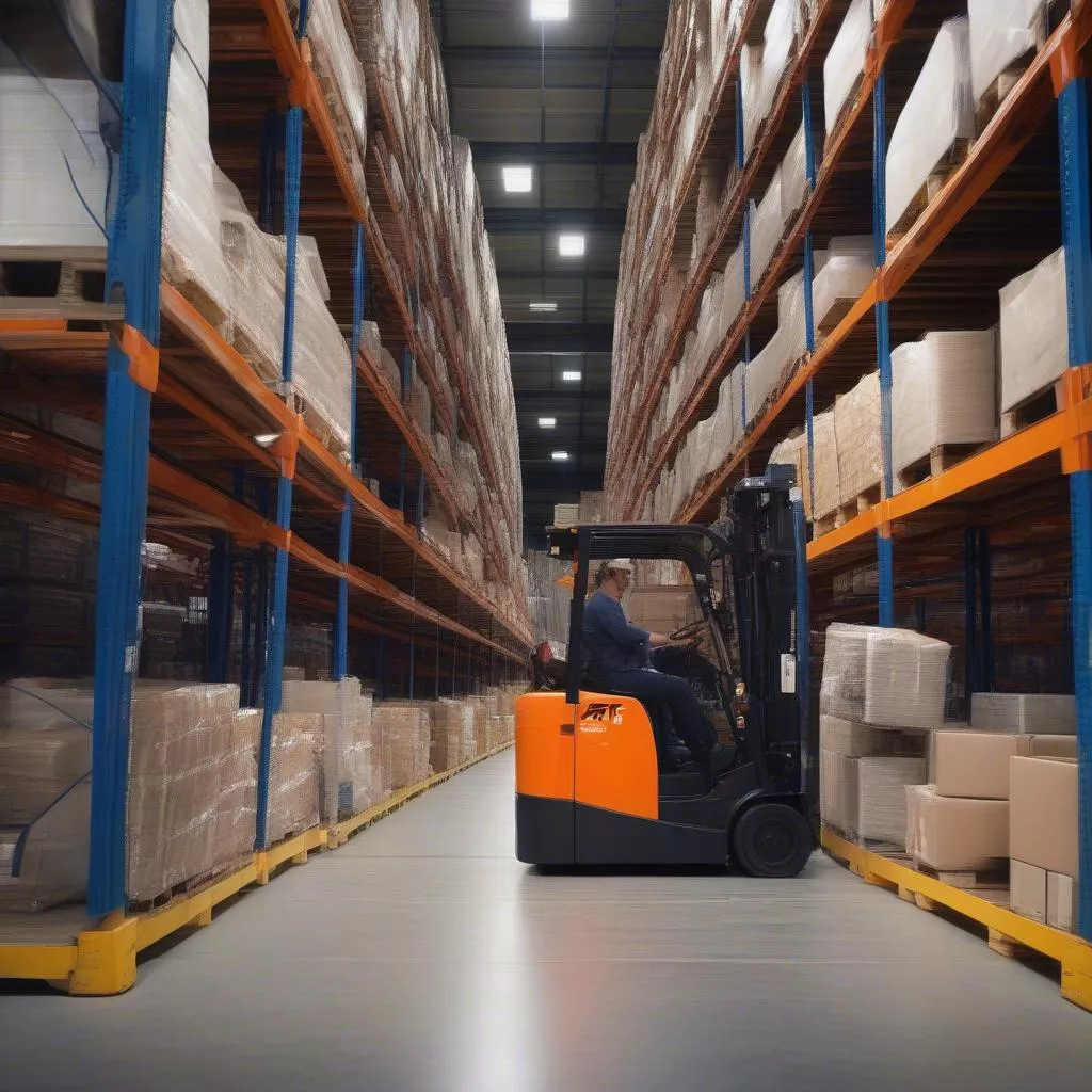 Xe nâng điện Heli 1.5 tấn tại kho