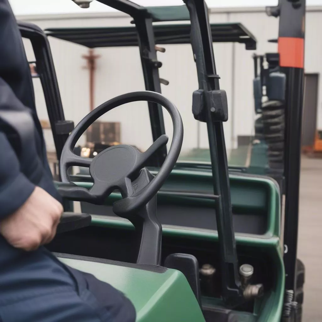 Xe nâng tay Mitsubishi 5 tấn tay cầm