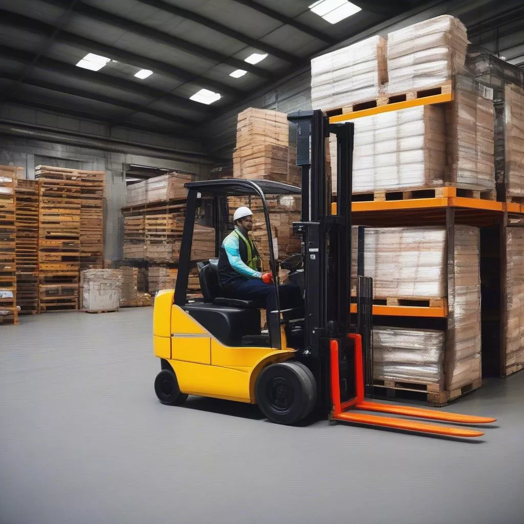 Xe nâng tay thủy lực xếp dỡ hàng hóa