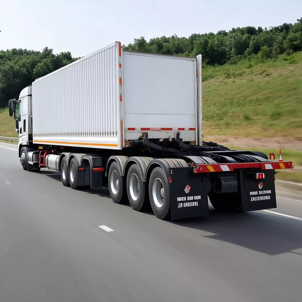 Xe tải 5 chân chạy trên đường