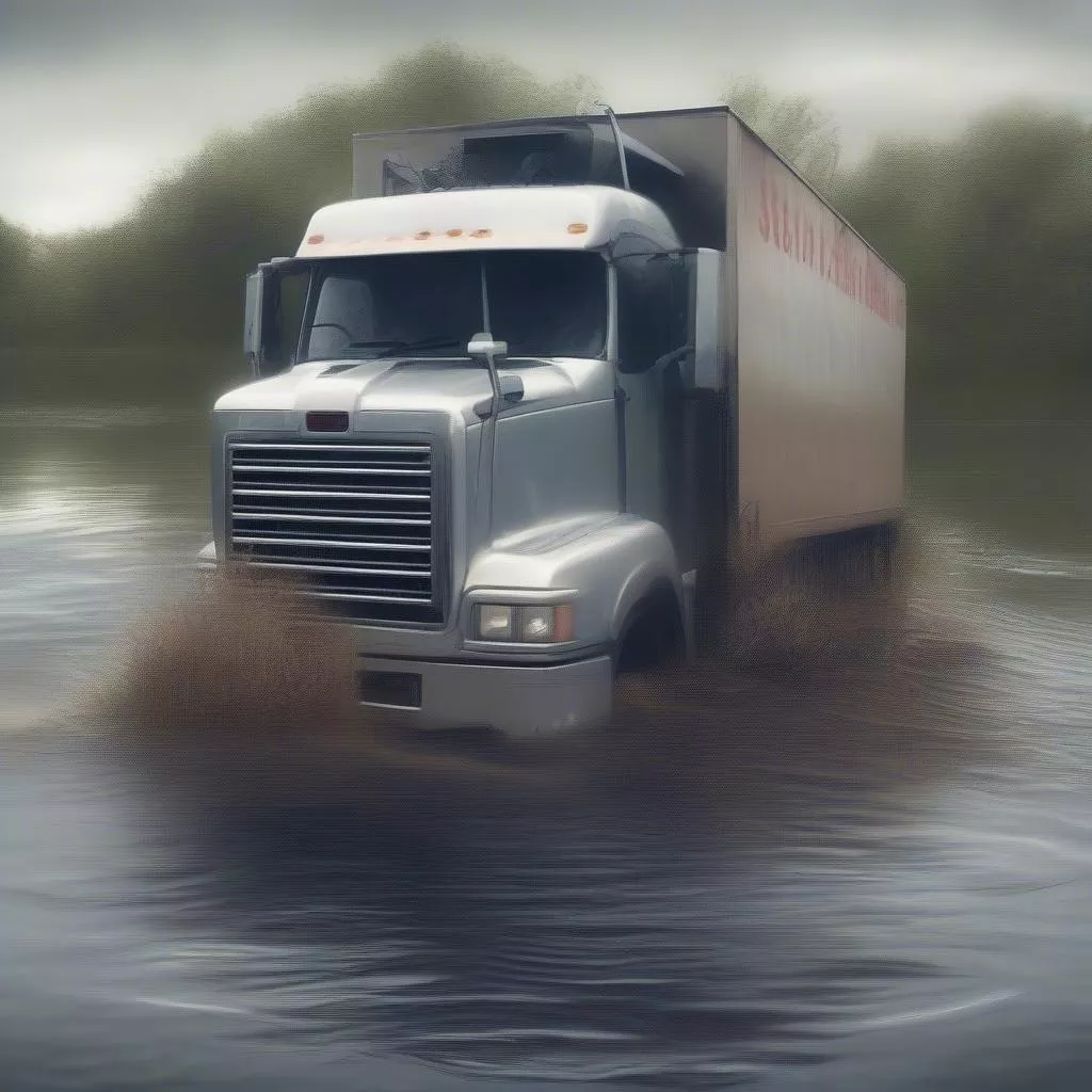 Xe tải bị chìm nước