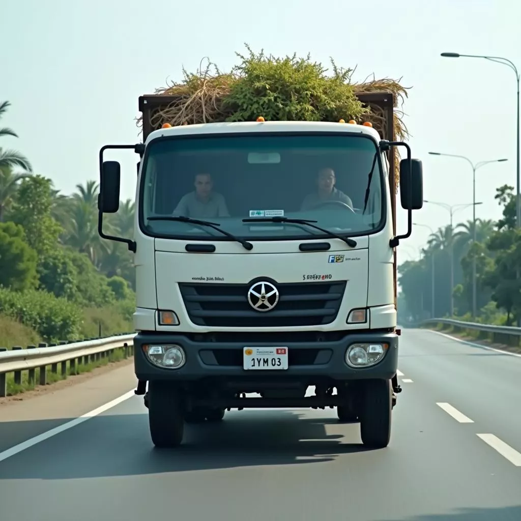 Truck with license plate 36 carrying agricultural products
