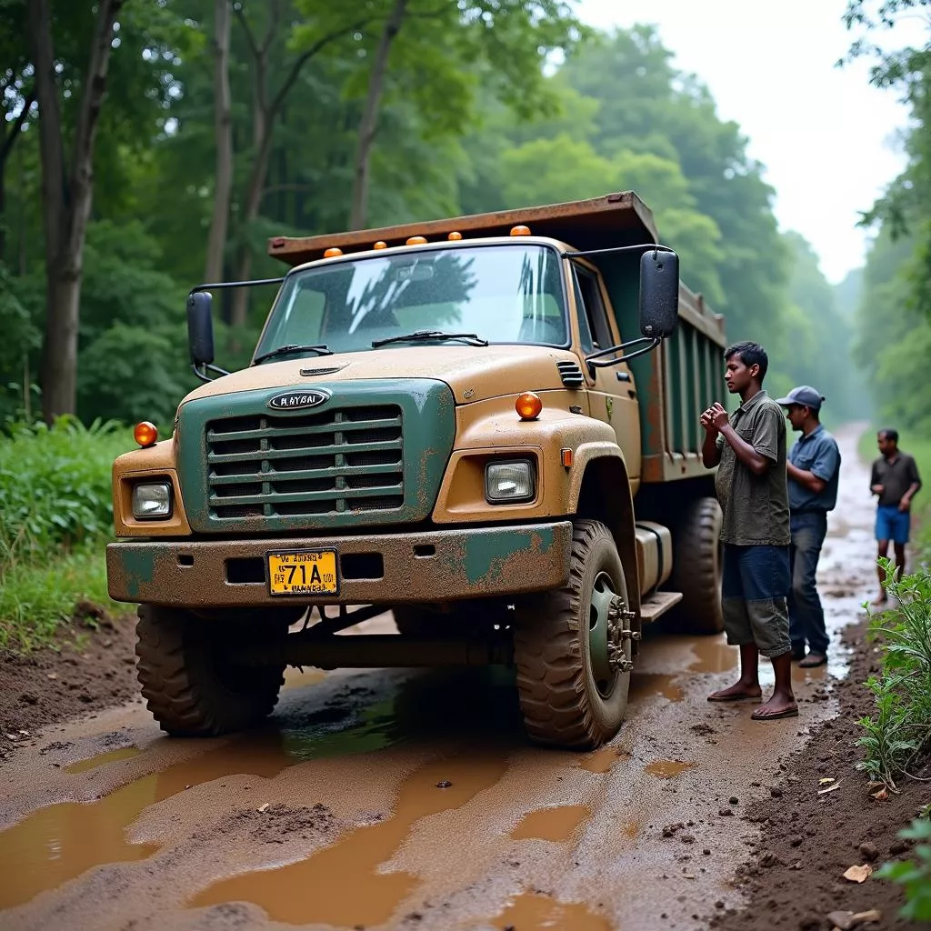 Camion immatriculé 71A embourbé