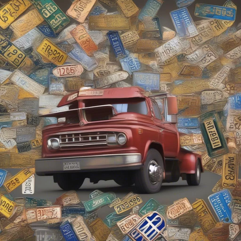 Camion avec la plaque 62582, symbole de prospérité