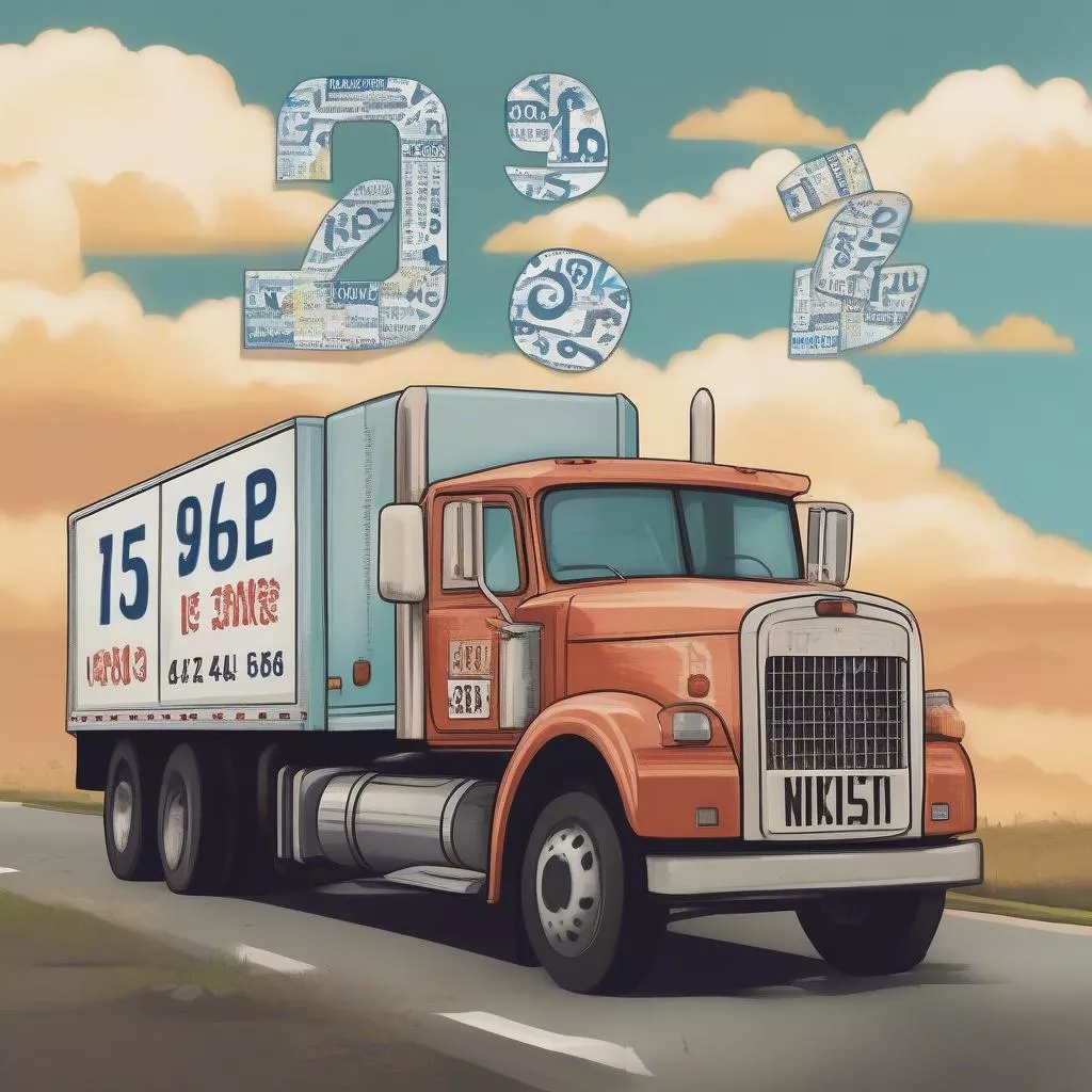 Camion avec une belle plaque d'immatriculation porte-bonheur