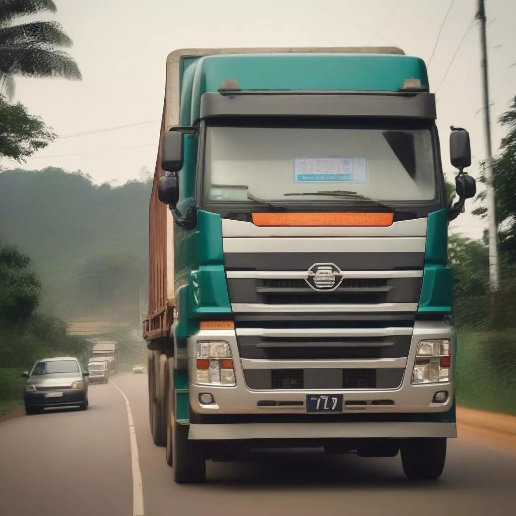 Truck on the Road with a Mekong Delta License Plate