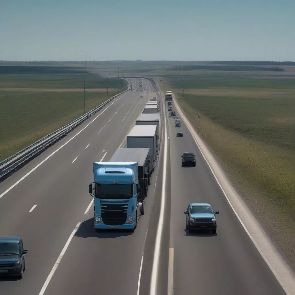 Truck driving on the highway