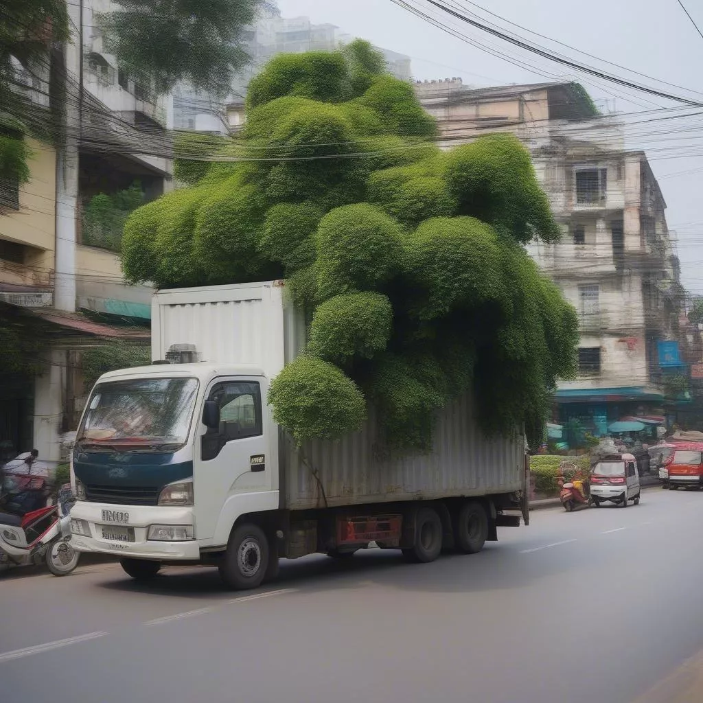 LKW mit Ladung auf einer Straße in Hanoi